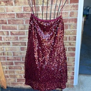 Three pink hearts, sequin dress